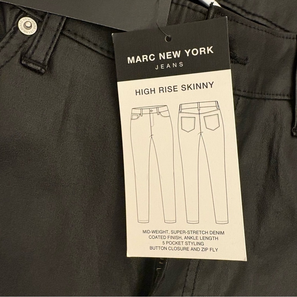 Marc New York Women's Skinny Ankle Jeans Size 12 Black Coated High Rise NWT $79 - Picture 15 of 16